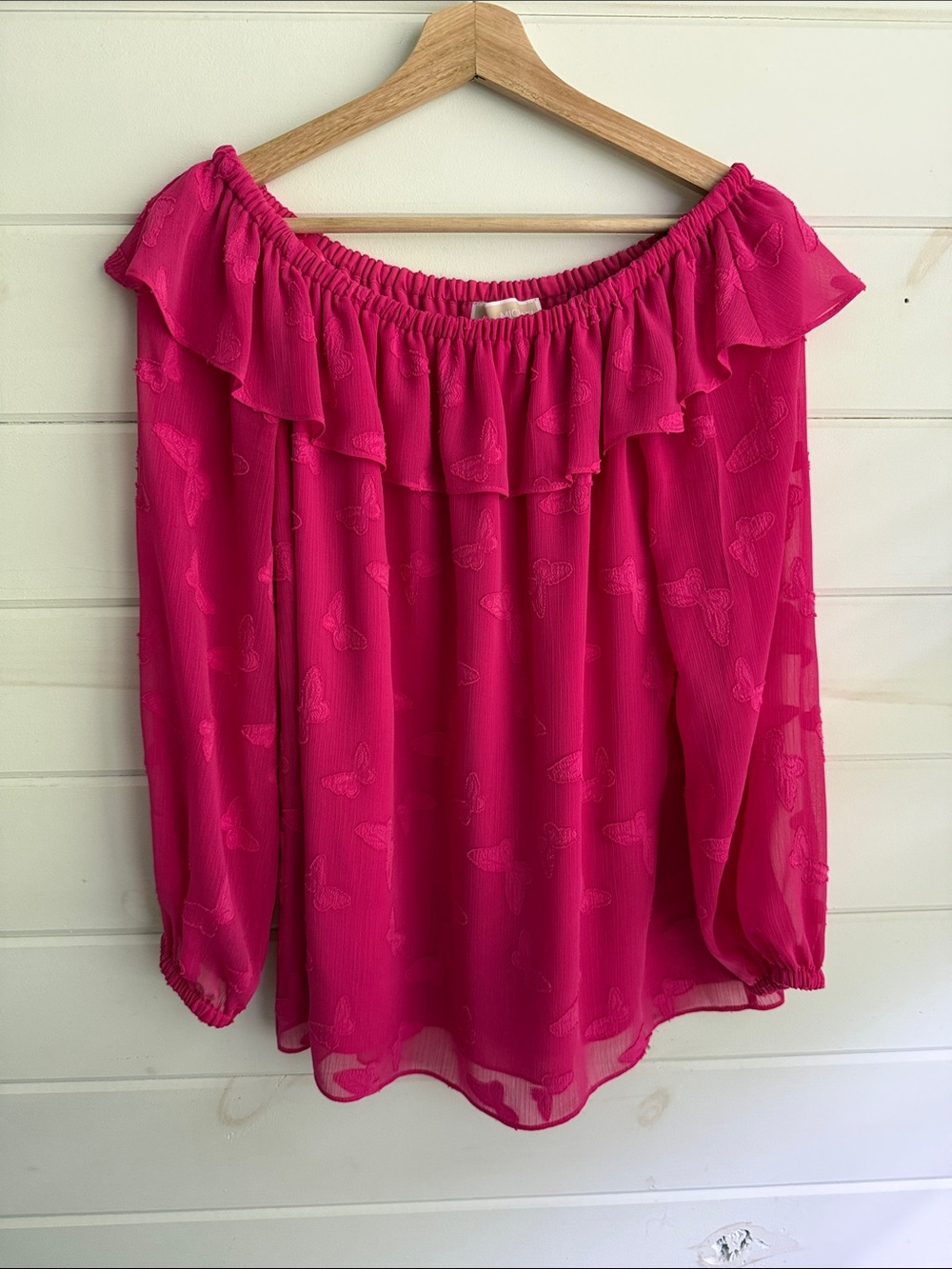 Michael‎ Kors Bright Pink Off-Shoulder Top